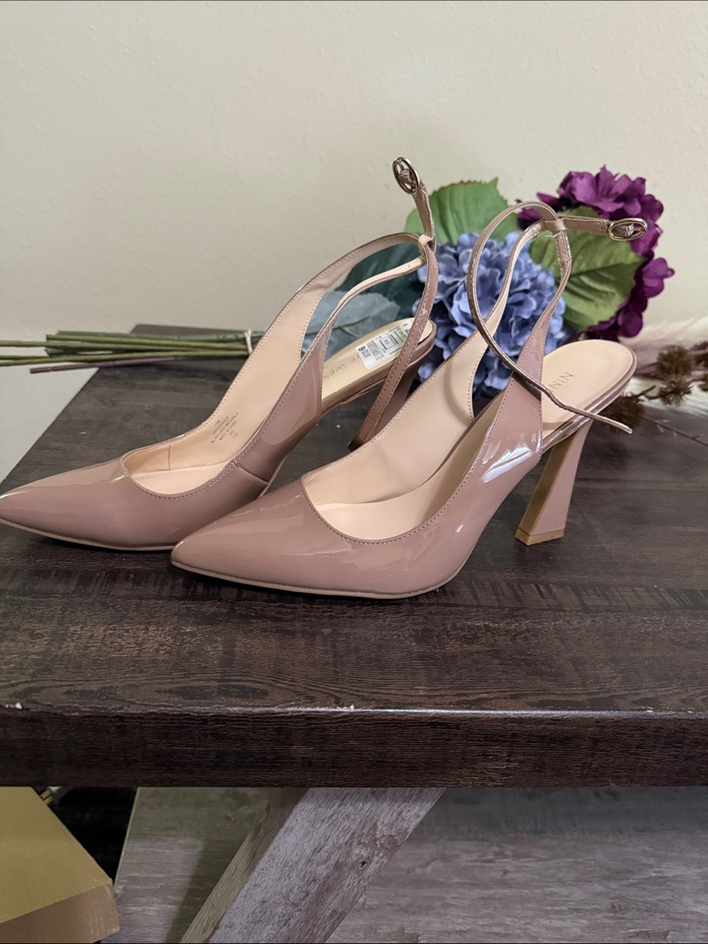 Nine West Nude Patent Slingback Pumps